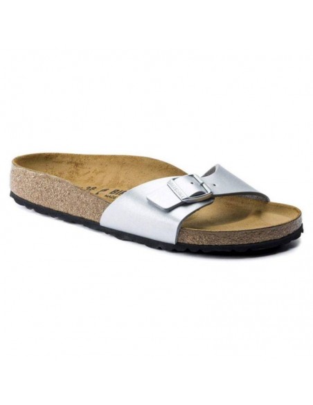 Birkenstock Madrid BirkoFlor Silver Women's Slides Regular Wide 0040411