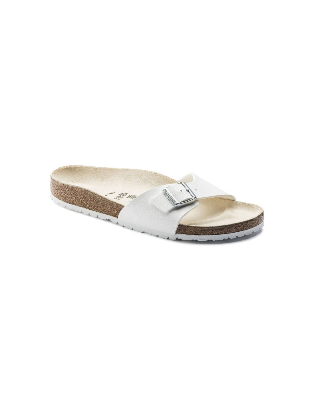 Birkenstock Madrid BirkoFlor White Women's Slides Regular Wide 0040731