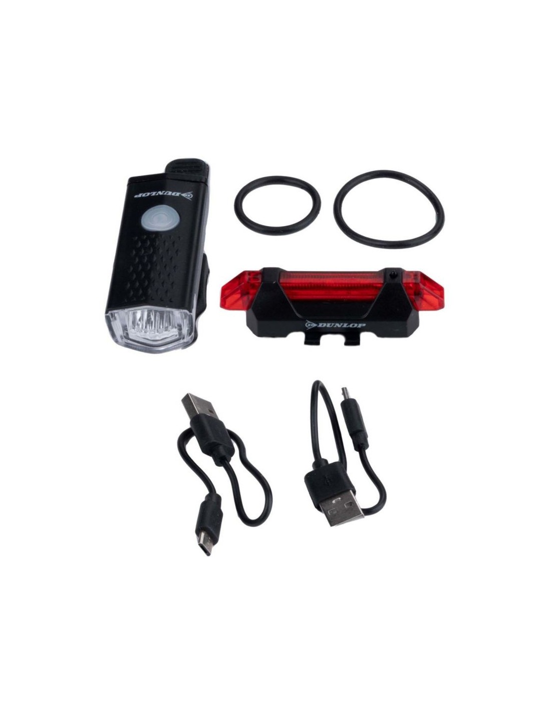 Dunlop Set of Dunlop Led bicycle lights USB charging rear front 473758