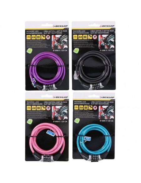 Dunlop password lock bike lock 6 mm 120 cm ST 4ass 02922