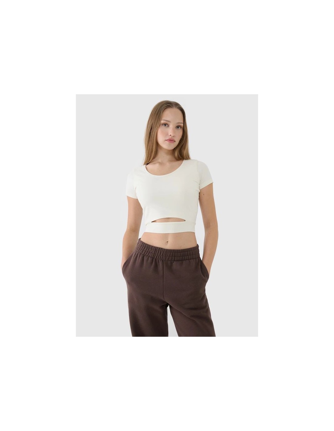 Women's crop top plain tshirt 4F 4FRSS25TTSHF269554S