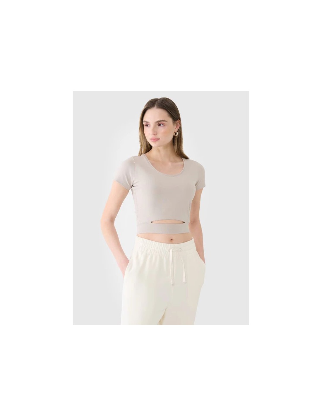 Women's crop top plain tshirt 4F 4FRSS25TTSHF269554S