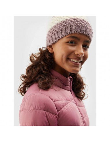 Girls' winter hat with wool 4F Junior