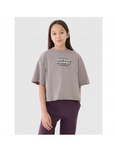 Girls' oversize printed crop top 4F...