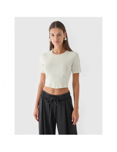 Women's crop top slim plain 4F...