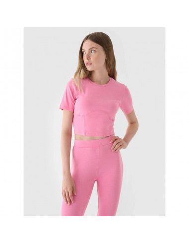 Women's crop top slim plain 4F...