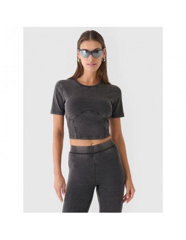 Women's crop top slim plain 4F...