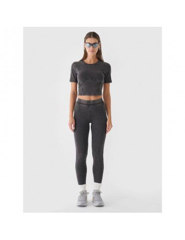 Women's crop top slim plain 4F...