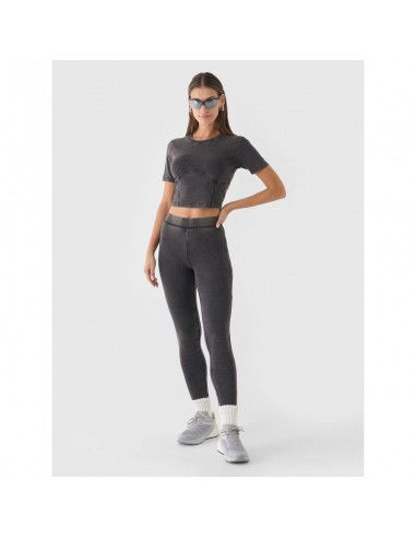 Women's crop top slim plain 4F...