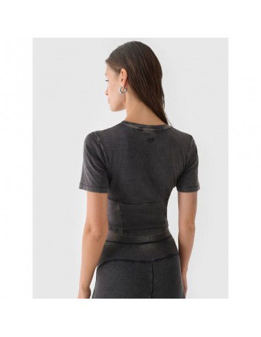 Women's crop top slim plain 4F...