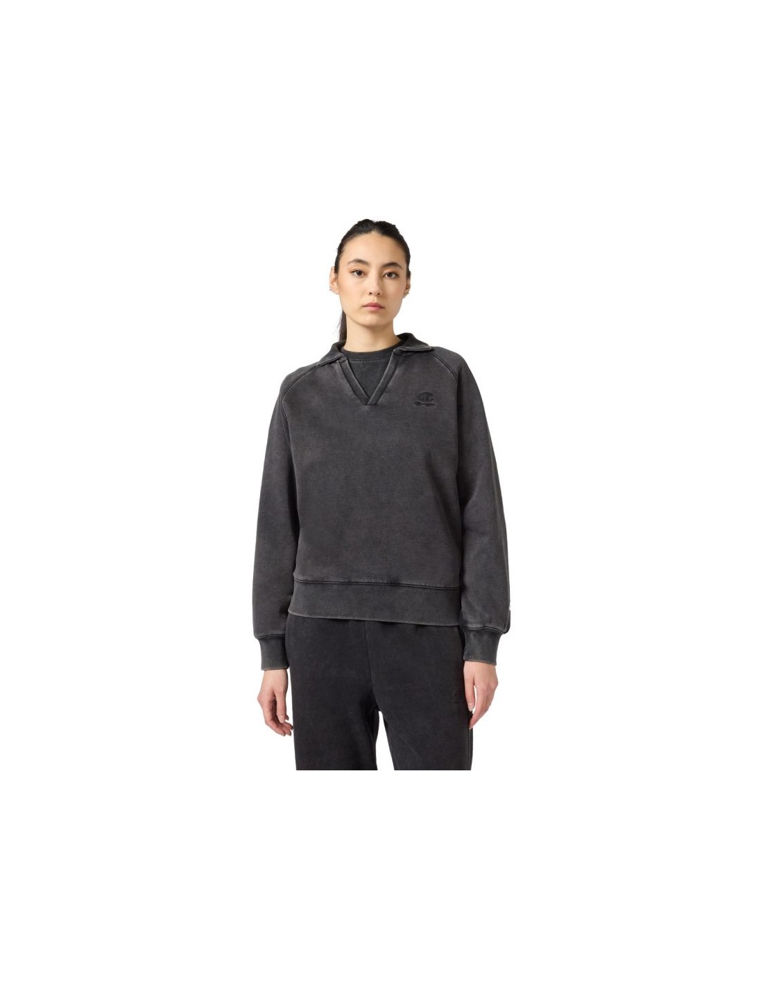 Champion Women's Polo Neck Sweatshirt Gray 118366 KK001