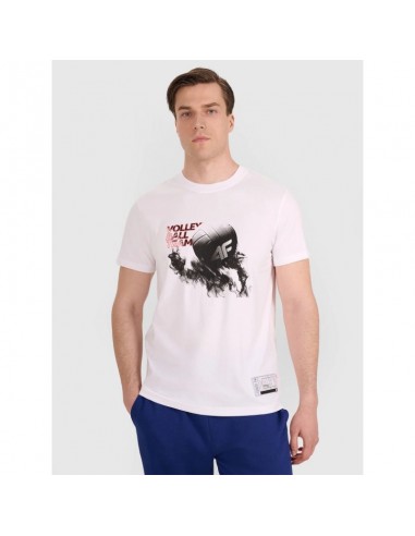 Men's regular tshirt with volleyball print 4F 4FRAW25TTSHM323510S