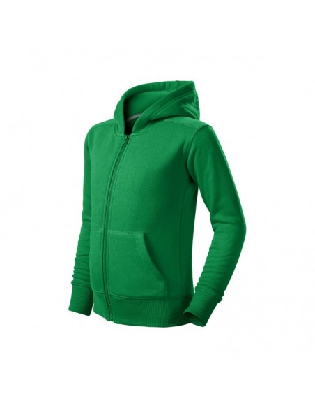 Children's Trendy Zipper Sweatshirt Grass Green