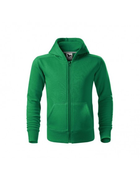 Children's Trendy Zipper Sweatshirt Grass Green