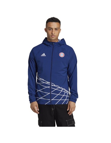 Adidas FC Bayern Graphic Ανδρικό Χειμωνιάτικο Μπουφάν Αντιανεμικό Victory Blue HT8828