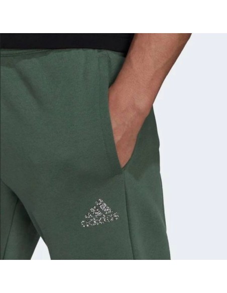 Adidas Stadium Badge of Sport Παντελόνι Φόρμας με Λάστιχο Fleece Πράσινο HM7892
