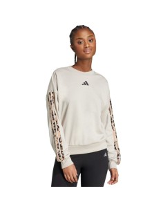 Women's adidas Animal Print 3Stripes French Terry Sweatshirt Cream JM1836