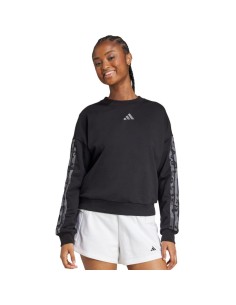 Women's adidas Animal Print 3Stripes French Terry Sweatshirt Black JM1835