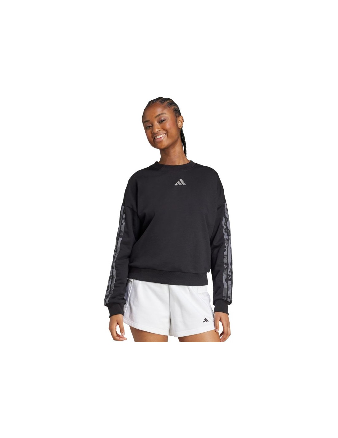 ADIDAS PERFORMANCE Women's adidas Animal Print 3Stripes French Terry Sweatshirt Black JM1835