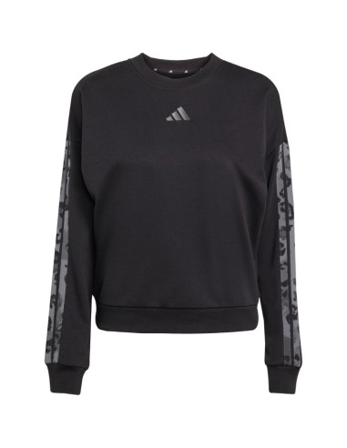 Women's adidas Animal Print 3Stripes French Terry Sweatshirt Black JM1835