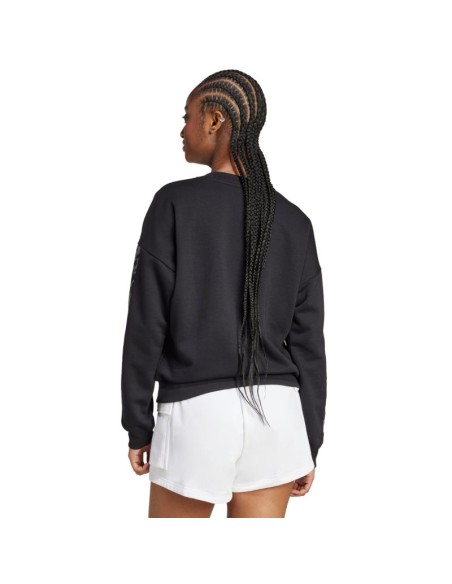 Women's adidas Animal Print 3Stripes French Terry Sweatshirt Black JM1835