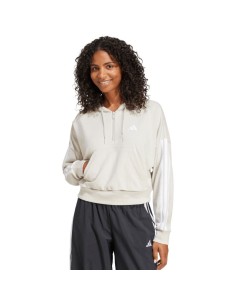 Women's adidas Essentials 3Stripes French Terry QuarterZip Hoodie Beige JN1958