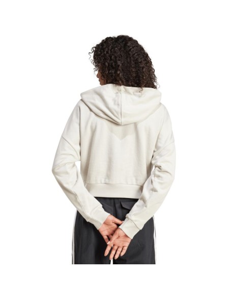 Women's adidas Essentials 3Stripes French Terry QuarterZip Hoodie Beige JN1958