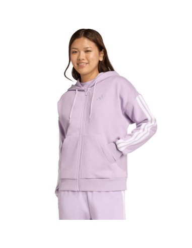 Women's adidas Essentials 3Stripes FullZip Fleece Hoodie Purple JY3080
