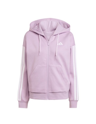 Women's adidas Essentials 3Stripes FullZip Fleece Hoodie Purple JY3080
