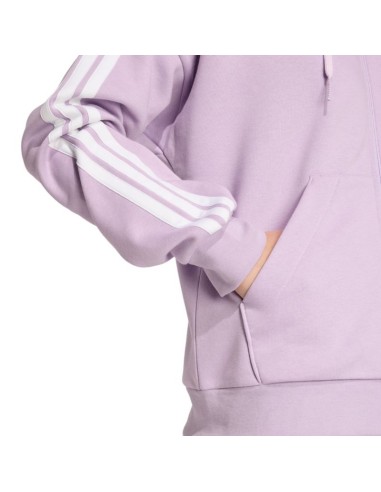 Women's adidas Essentials 3Stripes FullZip Fleece Hoodie Purple JY3080