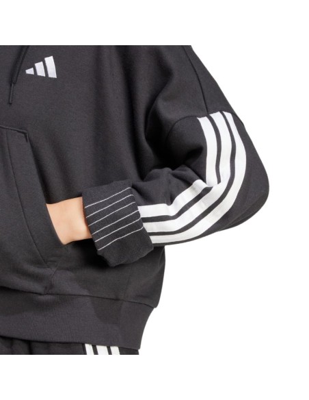 Women's adidas Essentials 3Stripes French Terry QuarterZip Hoodie Black JN1956