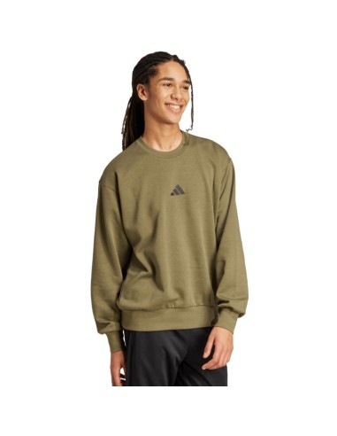 Men's adidas Essentials Feelcozy Fleece Sweatshirt Olive KD5149