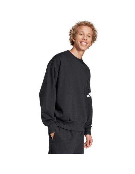 Men's adidas Essentials Loose Fit 3 Bar Logo Sweatshirt Black JF3542