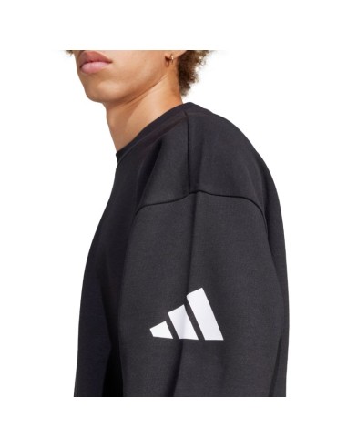 Men's adidas Essentials Loose Fit 3 Bar Logo Sweatshirt Black JF3542