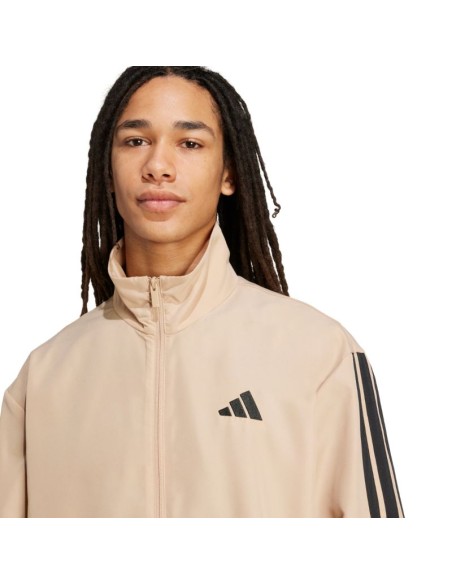Men's adidas Sportswear Basic 3Stripes Woven Tracksuit Beige JX3149