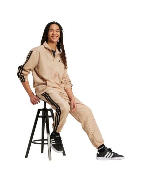 Men's adidas Sportswear Basic 3Stripes Woven Tracksuit Beige JX3149