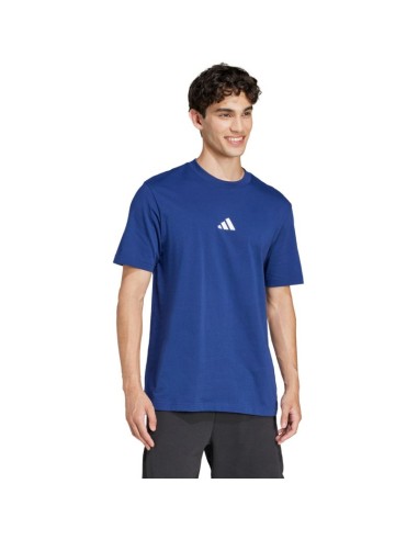 Men's adidas Essentials Small Logo Single Jersey Tshirt blue JF1093