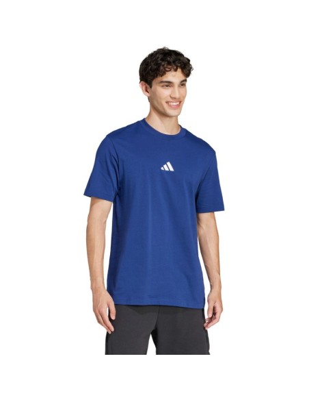 Men's adidas Essentials Small Logo Single Jersey Tshirt blue JF1093
