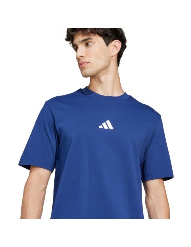 Men's adidas Essentials Small Logo Single Jersey Tshirt blue JF1093