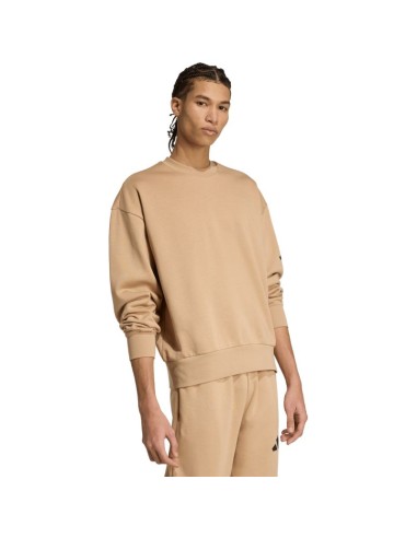 Men's adidas Essentials Loose Fit 3 Bar Logo Beige Sweatshirt JX5668