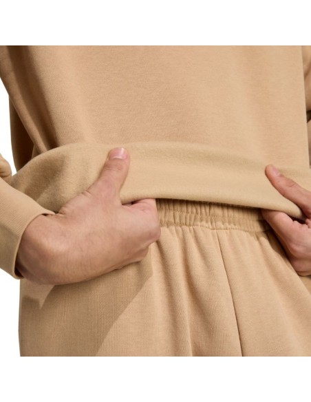 Men's adidas Essentials Loose Fit 3 Bar Logo Beige Sweatshirt JX5668