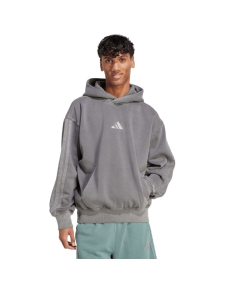 Men's adidas ALL SZN Fleece Washed Hoodie gray JL6539