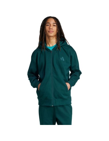 Men's adidas ALL SZN Fleece FullZip Sweatshirt Green JX5101