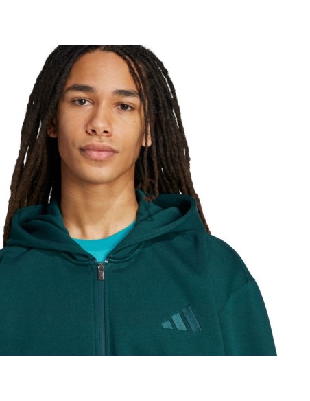 Men's adidas ALL SZN Fleece FullZip Sweatshirt Green JX5101