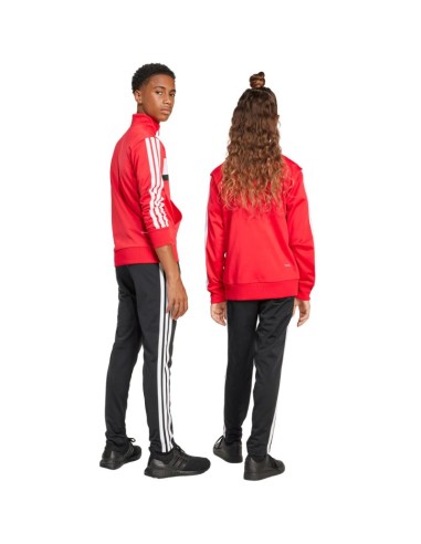 adidas Seasonal Essentials Tiberio 3Stripes Tricot Kids Tracksuit Red and Black JI6214