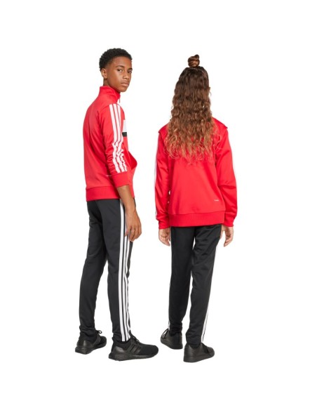 adidas Seasonal Essentials Tiberio 3Stripes Tricot Kids Tracksuit Red and Black JI6214