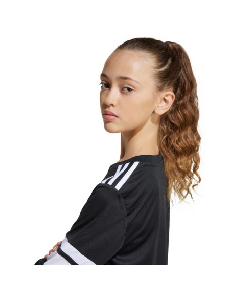 adidas Squadra 25 Long Sleeve Jersey for Kids Black and White JJ0047