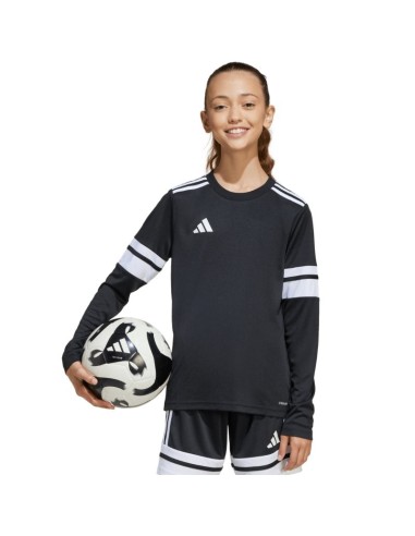 adidas Squadra 25 Long Sleeve Jersey for Kids Black and White JJ0047