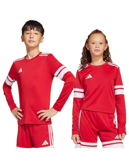 adidas Squadra 25 Long Sleeve Jersey for Kids Red and White JJ0041