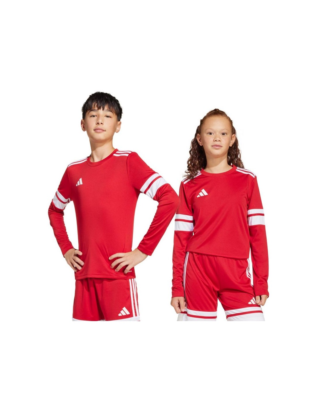 adidas Squadra 25 Long Sleeve Jersey for Kids Red and White JJ0041